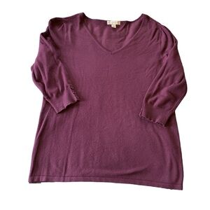 Christopher and Banks purple long sleeve sweater rayon nylon v-neck large